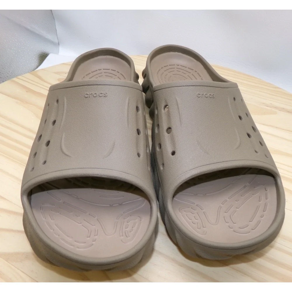 Crocs Echo Slide Sandals Mens Light Brown Size 14 Slip On Comfort Casual Sporty